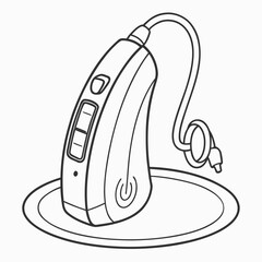 Hearing aid on charging station isolated on