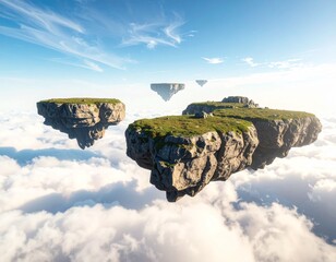 Floating Rocky Landscape Above the Clouds &ndash; Photorealistic CGI HD Scene