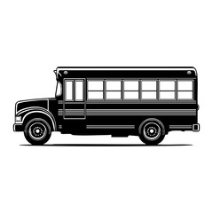 Side view of a classic school bus representing student transportation, education logistics and community travel.