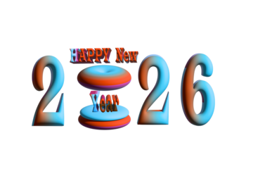 3d new year 2026 isolated on transparent background