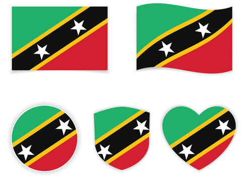 national flag of Saint Kitts and Nevis Country icon set