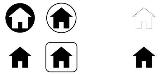 Collection of diverse home icon designs for web and app user interface navigation elements.