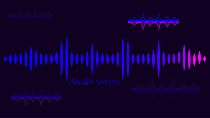A vibrant abstraction in the form of an audio wave, rendered in gradient shades of pink and purple against a rich purple background. The image symbolizes music, sound, and rhythm.