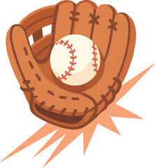 Baseball glove catching ball with motion lines sport