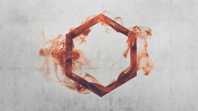 Geometric Hexagon of Rotating Smoke on Concrete Background for Branding