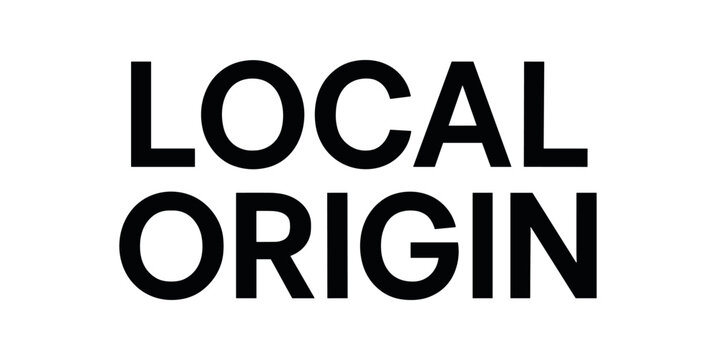 Clean bold typography with text LOCAL ORIGIN modern geometric font centered layout white background minimal artisan product design