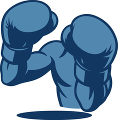 Blue Boxing Gloves Flexing Muscular Arms vector