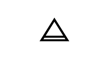 Minimalist black alchemical symbol for Earth or Ground. Upward pointing triangle with two horizontal lines. Element icon.