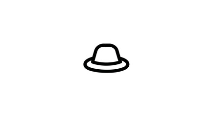 Fototapeta premium Black line icon of a classic hat, minimalist vector graphic on white background. Simple pictogram for fashion, accessories, and style.