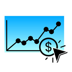 Sales growth currency performance icon art sign design vector
