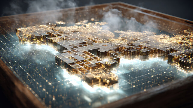 Global Digital Connectivity: Abstract Microchip World Map Illuminating Modern Technology Networks and Data Flow