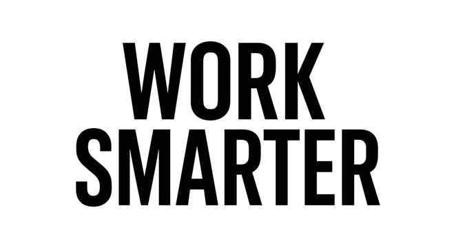 Clean bold typography with text WORK SMARTER modern condensed font geometric centered layout isolated on white background minimal vector design professional lettering style