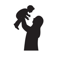 Modern flat style family silhouette graphic, family vector