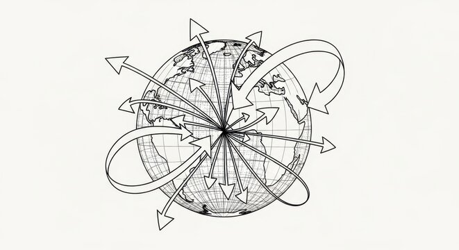 Stylized global connectivity depicting worldwide network communication and global logistics