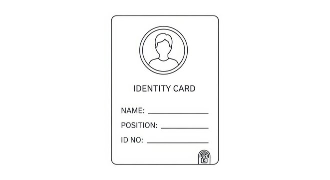 Minimalist illustration of an identity card template on a clean white background