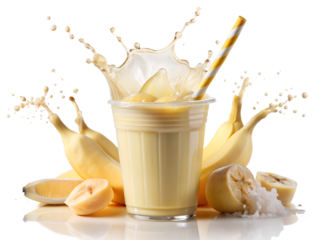 splash of coffee and banana milk shake  milk, glass, beverage, healthy, isolated, freshness, calcium, splash, food, pouring, drop, breakfast, pour, motion, coffee, splashing, dairy, liquid, drink, whi