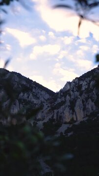 Serrella mountain framed in a tree.