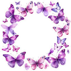 frame with butterflies and flowers watercolor illustrtion flower, pink, art, spring, pattern, beauty, summer, decoration, illustration, frame, floral, flowers, design, vector, nature, leaf, purple, ca
