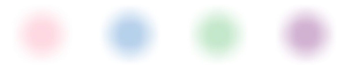 An abstract composition of four vertical, oval, soft-focus, blurred spots of pastel colors (pink, light blue, mint green, lavender), suggesting softness, light, and abstract art, on transparent BG