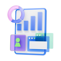 3d illustration of business chart representing on mobile device.