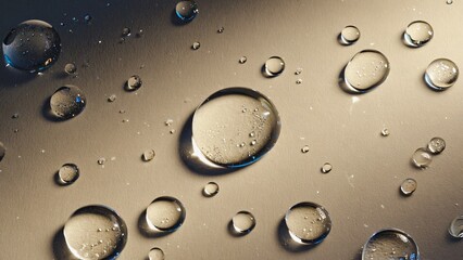 Macro Water Droplets on Textured Metallic Surface | Golden and Silver Reflections
