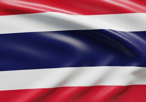Waving thai flag with red white and blue stripes