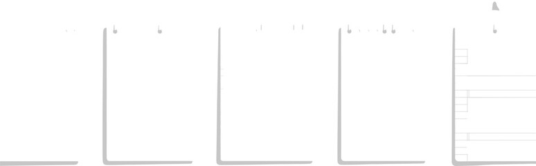 Set of spiral notepads with lined, blank and grid paper, realistic notebook collection for writing, drawing, school or office design