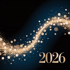 Happy New Year 2026. Elegant Golden Glitter and Bokeh Swirl on D