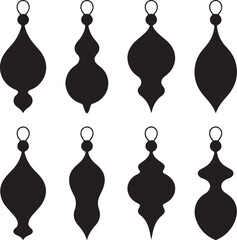 Black silhouette Christmas ornament vector shapes clipart