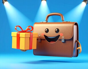 Business case with a present box symbolizing sponsor and sponsorship concept. Corporate gift and partnership idea for marketing