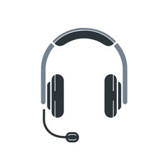 Fototapeta premium Minimalist Headphone Icon with Microphone – Modern Audio Headset Vector for Tech, Gaming, and Support Services.