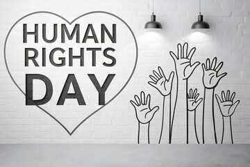 Diverse hands reach up in unity for Human Rights Day celebration