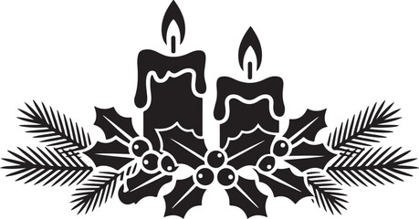 Christmas candle arrangement in vintage silhouette style