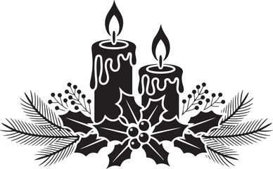 Christmas candle arrangement in vintage silhouette style