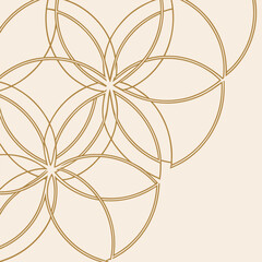 Elegant geometric pattern of overlapping golden circles forming floral shapes on a soft beige background for decorative design elements abstract background with orange flowers