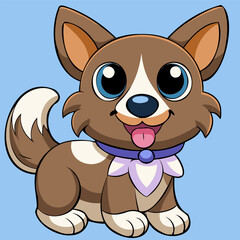 Cute Kawaii Dog Vector Illustration