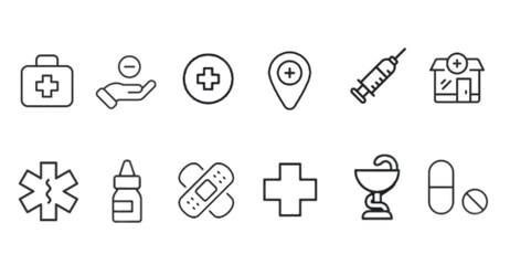 Pharmacy Icon Pack Clean Medical Line Icons