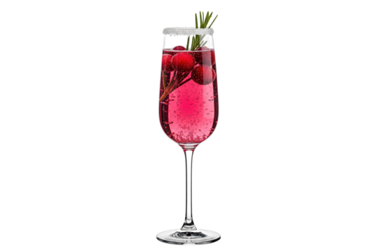 festive cranberry champagne like a cranberry mimosa or poinsettia