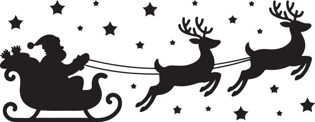 Christmas Santa claus with gift silhouette vector illustration isolated on a white background