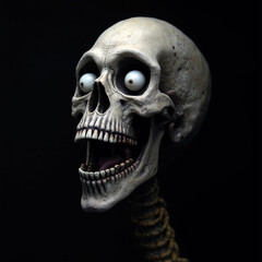 Skull terror on black background scene