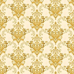 Vector golden damask seamless pattern Background for Textile And wallpaper print, vector illustration design Generative Ai