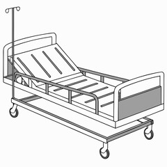Hospital bed with adjustable frame isolated on, vector illustration