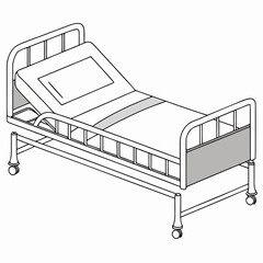 Hospital bed with adjustable frame isolated on, vector illustration