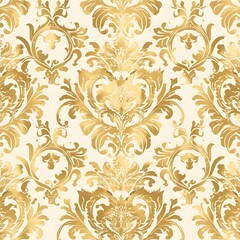 Vector golden damask seamless pattern Background for Textile And wallpaper print, vector illustration design Generative Ai