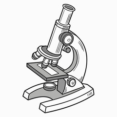 Microscope isolated on for scientific research and analysis