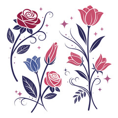 Decorative floral arrangement with roses isolated on