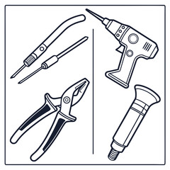 Various hand tools isolated on for construction and repair