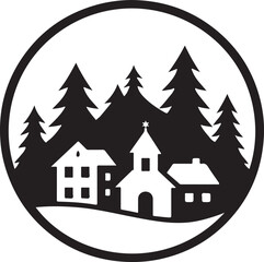 Obraz premium vector of winter house in the pine forest