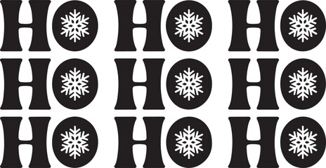 ho ho ho christmas text with snowflakes design