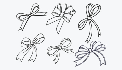 Minimal Ribbon Bow Icon – Gift Bow Outline Vector